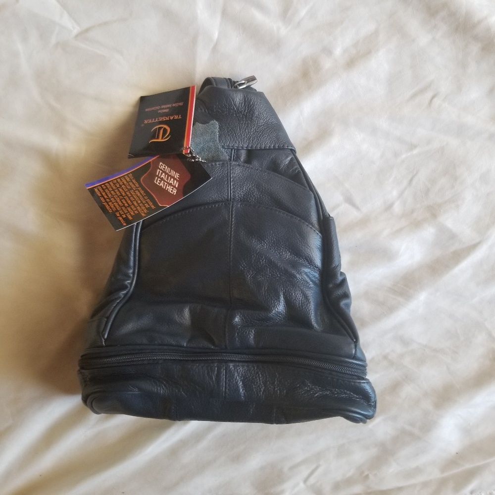 Black leather backpack